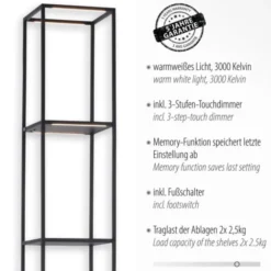 LED Stehleuchte CONNI schwarz, warmweiß, dimmbar, Innenleuchte