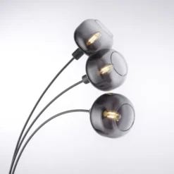 LED Stehleuchte 3 flammig schwarz Rauchglas modern schwenkbar