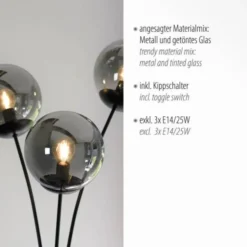 LED Stehleuchte 3 flammig schwarz dekoratives Design Lichtspiel gebogen