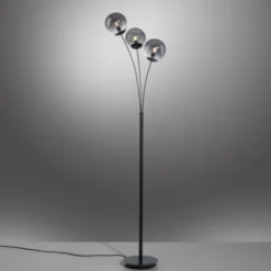 LED Stehleuchte 3 flammig schwarz dekoratives Design Lichtspiel gebogen