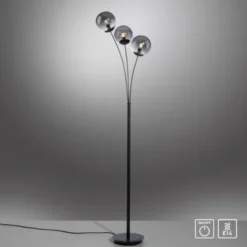 LED Stehleuchte 3 flammig schwarz dekoratives Design Lichtspiel gebogen