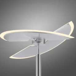 LED-Stehleuchte in stahlfarben mit Lesearm und Lichtfarbsteuerung mit Memory- und Dimmfunktion