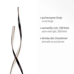 LED Stehleuchte rostfarbig 2 flammig geschwungene Leuchtarme dimmbar
