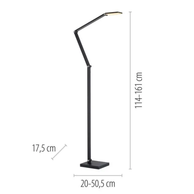 LED Stehleuchte SAMSKY, grau, CCT-Steuerung, Tastdimmer, höhenverstellbar