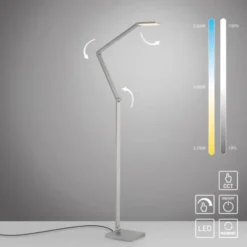 LED Stehleuchte SAMSKY, silber, dimmbar, höhenverstellbar, Farbtemperatursteuerung