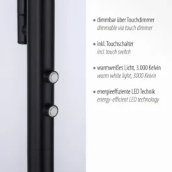 LED-Stehleuchte, schwarz, dimmbar, Lesearm, Deckenfluter