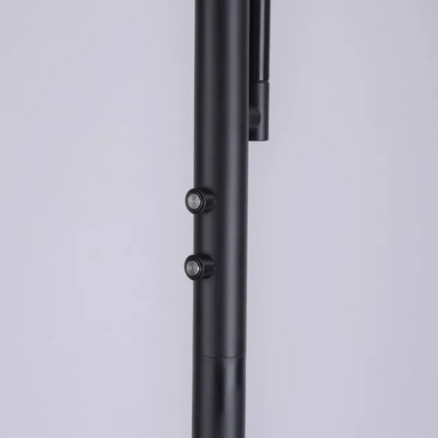 LED-Stehleuchte, schwarz, dimmbar, Touchdimmer, Lesearm, Fluterkopf einstellbar