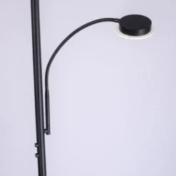 LED-Stehleuchte, schwarz, dimmbar, Touchdimmer, Lesearm, Fluterkopf einstellbar
