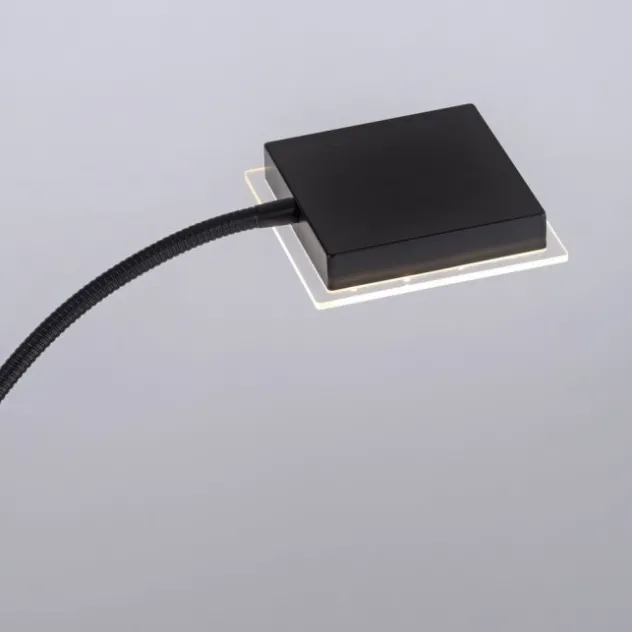 LED Stehleuchte, schwarz, dimmbar Touchdimmer Lesearm zuschaltbar, eckig