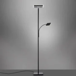 LED Stehleuchte, schwarz, dimmbar Touchdimmer Lesearm zuschaltbar, eckig