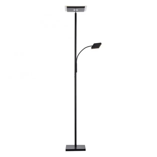 LED Stehleuchte, schwarz, dimmbar Touchdimmer Lesearm zuschaltbar, eckig