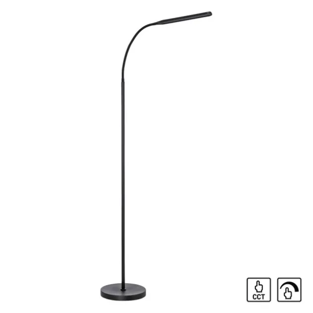 LED Stehleuchte schwarz dimmbar 3 Stufen CCT Touchdimmer Spots drehbar