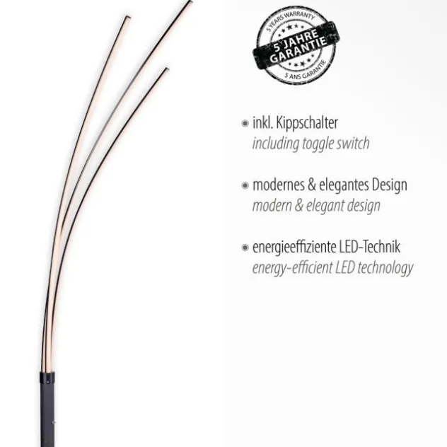 LED-Stehleuchte, schwarz, 3-Flammig, 18 Watt, 2200 Lumen