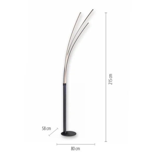 LED-Stehleuchte, schwarz, 3-Flammig, 18 Watt, 2200 Lumen