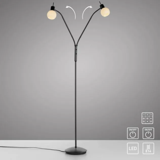 LED Stehleuchte schwarz 2-flammig flexibel verstellbar mit Schalter