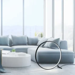 LED Stehleuchte schwarz rund Ringform dimmbar über Fernbedienung CCT