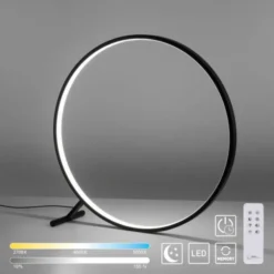 LED Stehleuchte schwarz rund Ringform dimmbar über Fernbedienung CCT