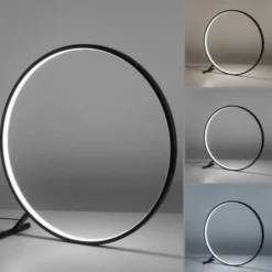 LED Stehleuchte schwarz rund Ringform dimmbar über Fernbedienung CCT