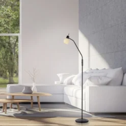 LED Stehleuchte schwarz Schalter flexibel verstellbar Wohnzimmer