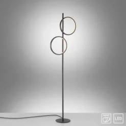 LED Stehleuchte schwarz schlichtes Design Fußschalter warmweiß