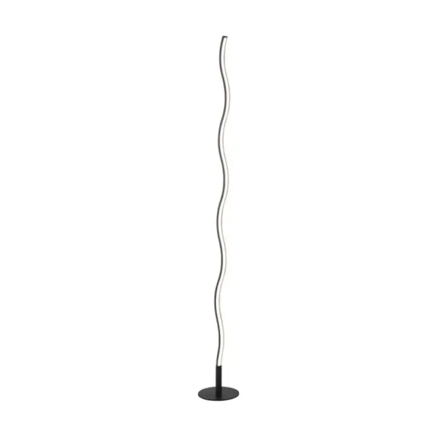 LED-Stehleuchte, schwarz, Wellenform, Schnurschalter, blendfrei