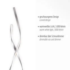 LED Stehleuchte silberfarbig 2 flammig geschwungene Leuchtarme Schnurdimmer