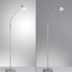LED Stehleuchte silber Opalglas 3 Stufen Touchdimmer verstellbar