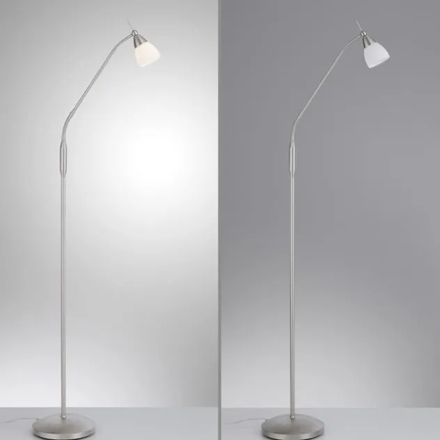 LED Stehleuchte silber Opalglas 3 Stufen Touchdimmer verstellbar