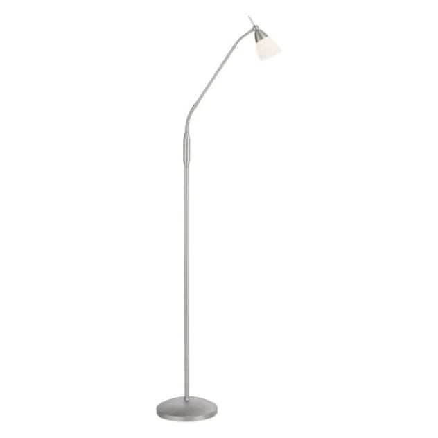 LED Stehleuchte silber Opalglas 3 Stufen Touchdimmer verstellbar