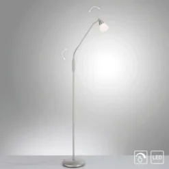 LED Stehleuchte silber Opalglas 3 Stufen Touchdimmer verstellbar