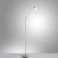 LED Stehleuchte silber Opalglas 3 Stufen Touchdimmer verstellbar