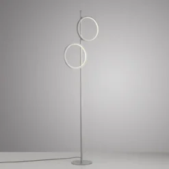LED Stehleuchte silber schlichtes Design Fußschalter warmweiß