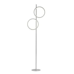 LED Stehleuchte silber schlichtes Design Fußschalter warmweiß