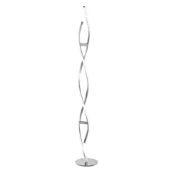 LED Stehleuchte, stahlfarben, geschwungene Form, dimmbar, modern, design