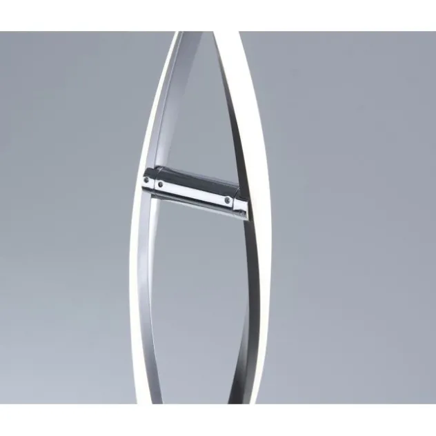 LED Stehleuchte, stahlfarben, geschwungene Form, dimmbar, modern, design