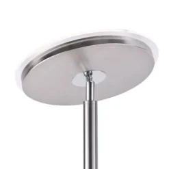 LED-Stehleuchte, stahlfarben, flexibler Lesearm, dimmbar, modern