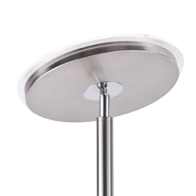 LED-Stehleuchte, stahlfarben, flexibler Lesearm, dimmbar, modern