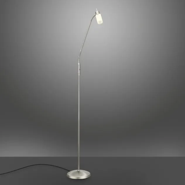LED-Stehleuchte, stahlfarben, verstellbarer Leuchtkopf, inkl. Kippschalter