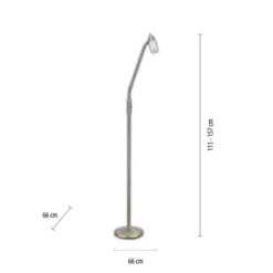 LED-Stehleuchte, stahlfarben, verstellbarer Leuchtkopf, inkl. Kippschalter