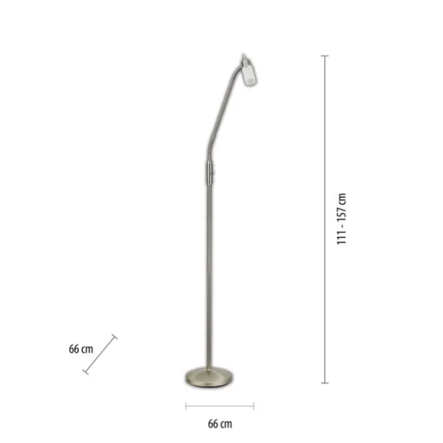 LED-Stehleuchte, stahlfarben, verstellbarer Leuchtkopf, inkl. Kippschalter