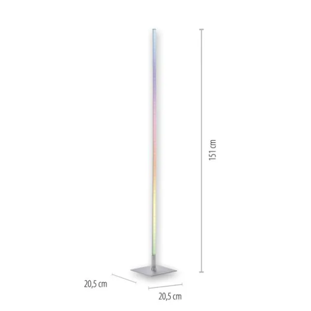 LED Stehleuchte, stahlfarben, RGB, Fernbedienung, dimmbar
