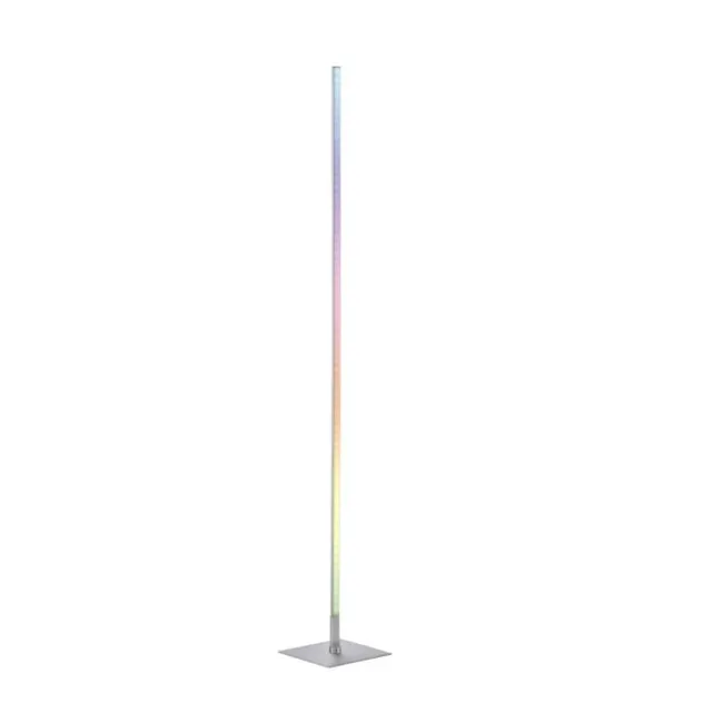 LED Stehleuchte, stahlfarben, RGB, Fernbedienung, dimmbar