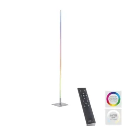 LED Stehleuchte, stahlfarben, RGB, Fernbedienung, dimmbar