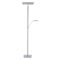 LED-Stehleuchte, stahlfarben, Deckenfluter, Lichtfarbsteuerung inkl. Memoryfunktion, Tastdimmer