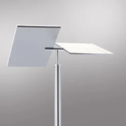 LED-Stehleuchte, stahlfarben, Deckenfluter, Lichtfarbsteuerung inkl. Memoryfunktion, Tastdimmer