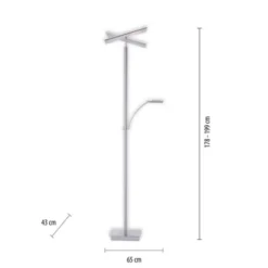 LED-Stehleuchte, stahlfarben, Deckenfluter, Lichtfarbsteuerung inkl. Memoryfunktion, Tastdimmer