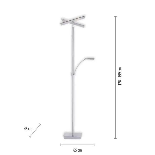 LED-Stehleuchte, stahlfarben, Deckenfluter, Lichtfarbsteuerung inkl. Memoryfunktion, Tastdimmer