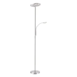 LED-Stehleuchte, stahlfarben, App, Fernbedienung, dimmbar