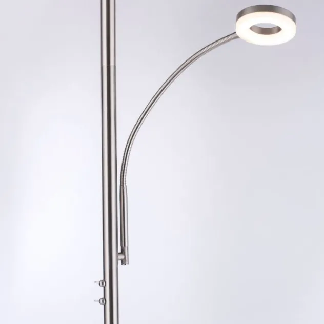 LED-Stehleuchte, stahlfarben, App, Fernbedienung, dimmbar