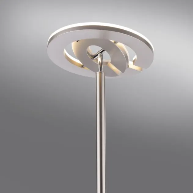 LED-Stehleuchte, stahlfarben, App, Fernbedienung, dimmbar